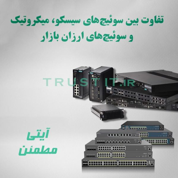 cisco mikrotik and cheap switches differences poster تفاوت بین سوئیچهای سیسکو، میکروتیک و سوئیچهای ارزان بازار