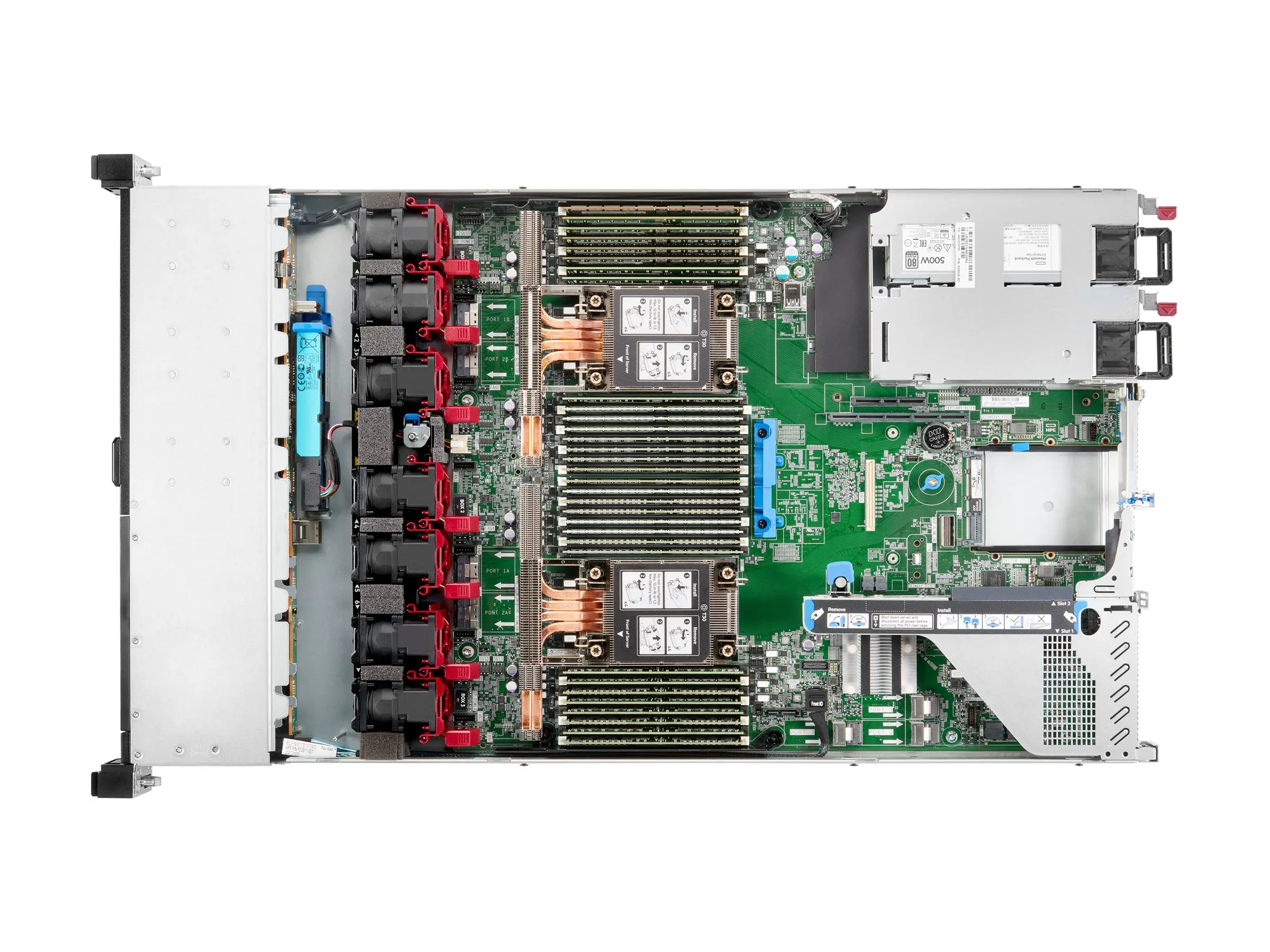 نمای داخلی سرور HPE ProLiant DL360 Gen10 Plus به همراه قطعات