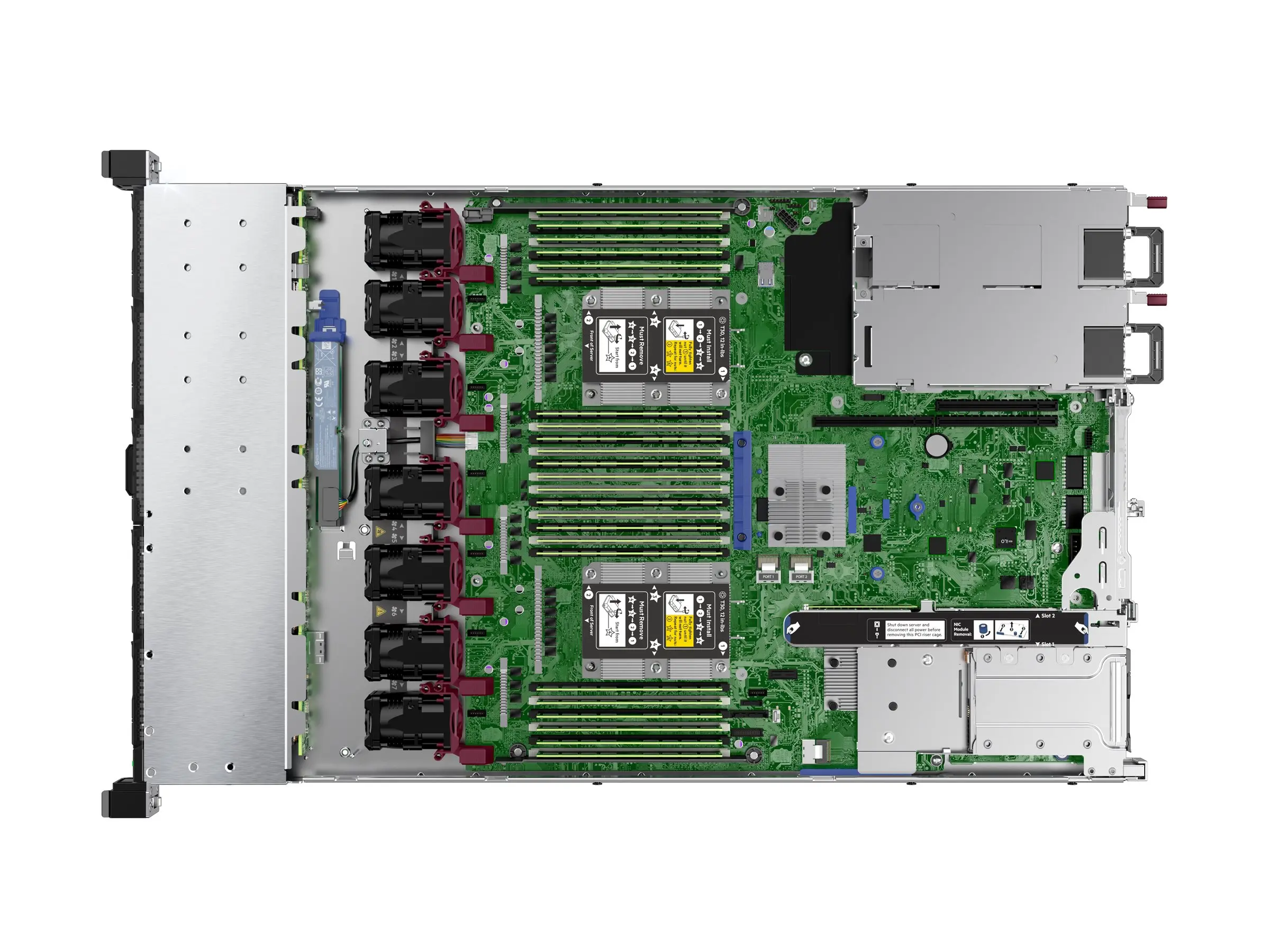 نمای داخلی سرور HPE ProLiant DL360 Gen10 تمام قطعات