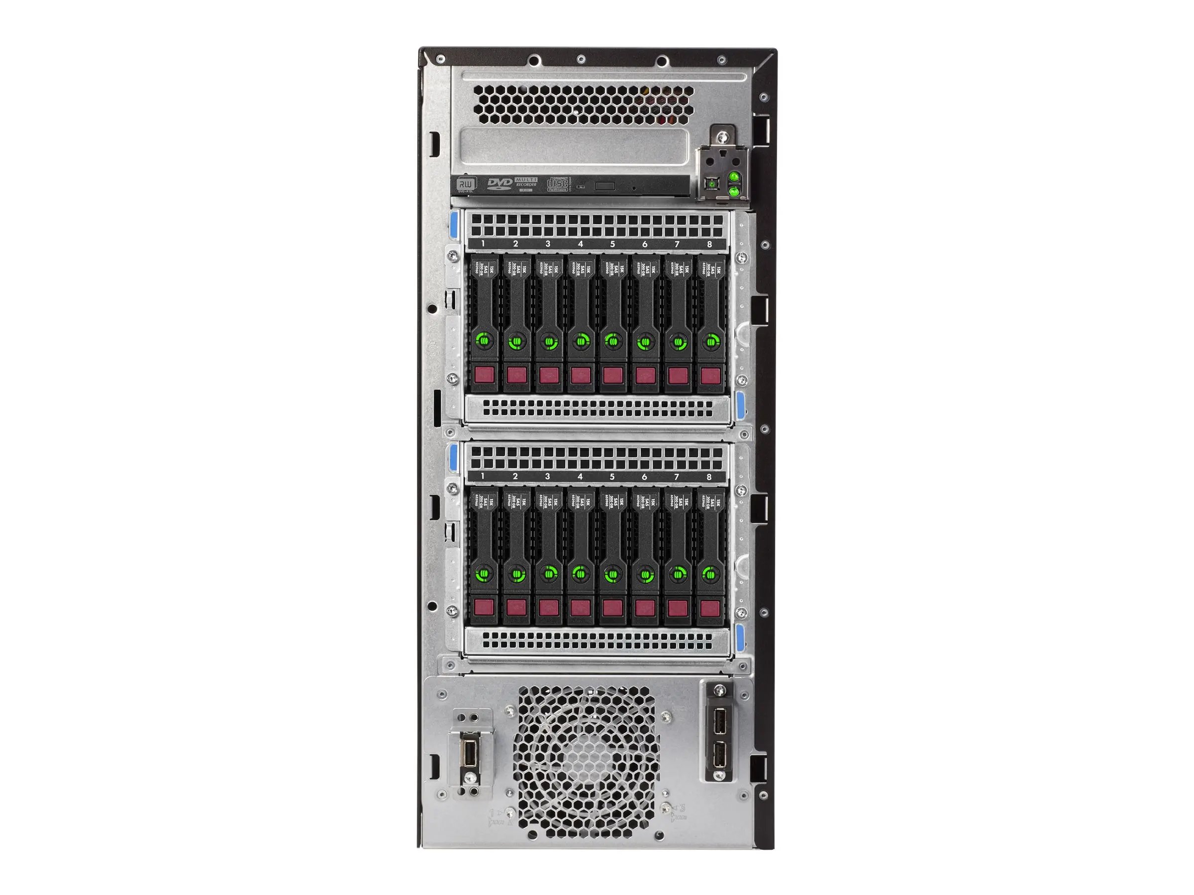 نمای جلوی سرور HPE ProLiant ML110 Gen10 بدون Bezel Kit با هاردها